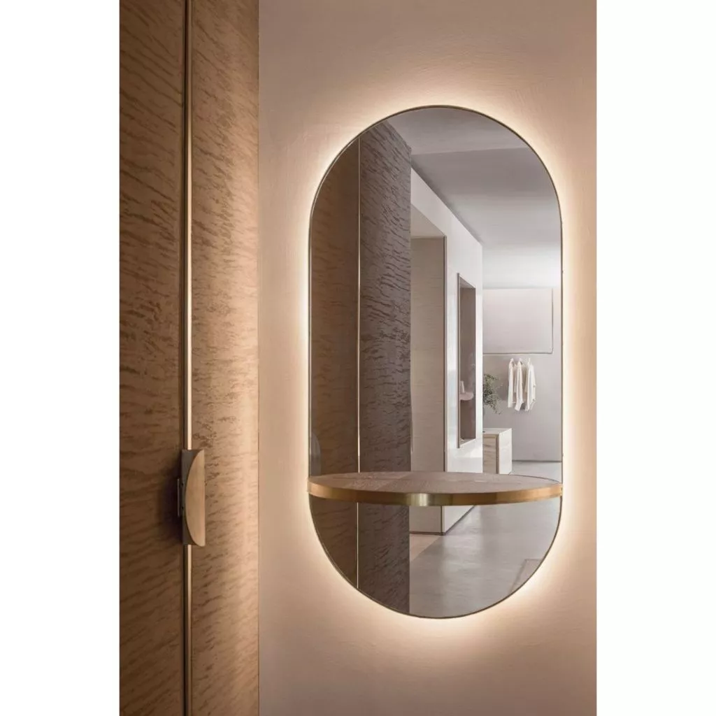 Espelho Oval com LED Moderno Luz Quente e Fria para Banheiro e Quarto Decorativo - Imagem 2