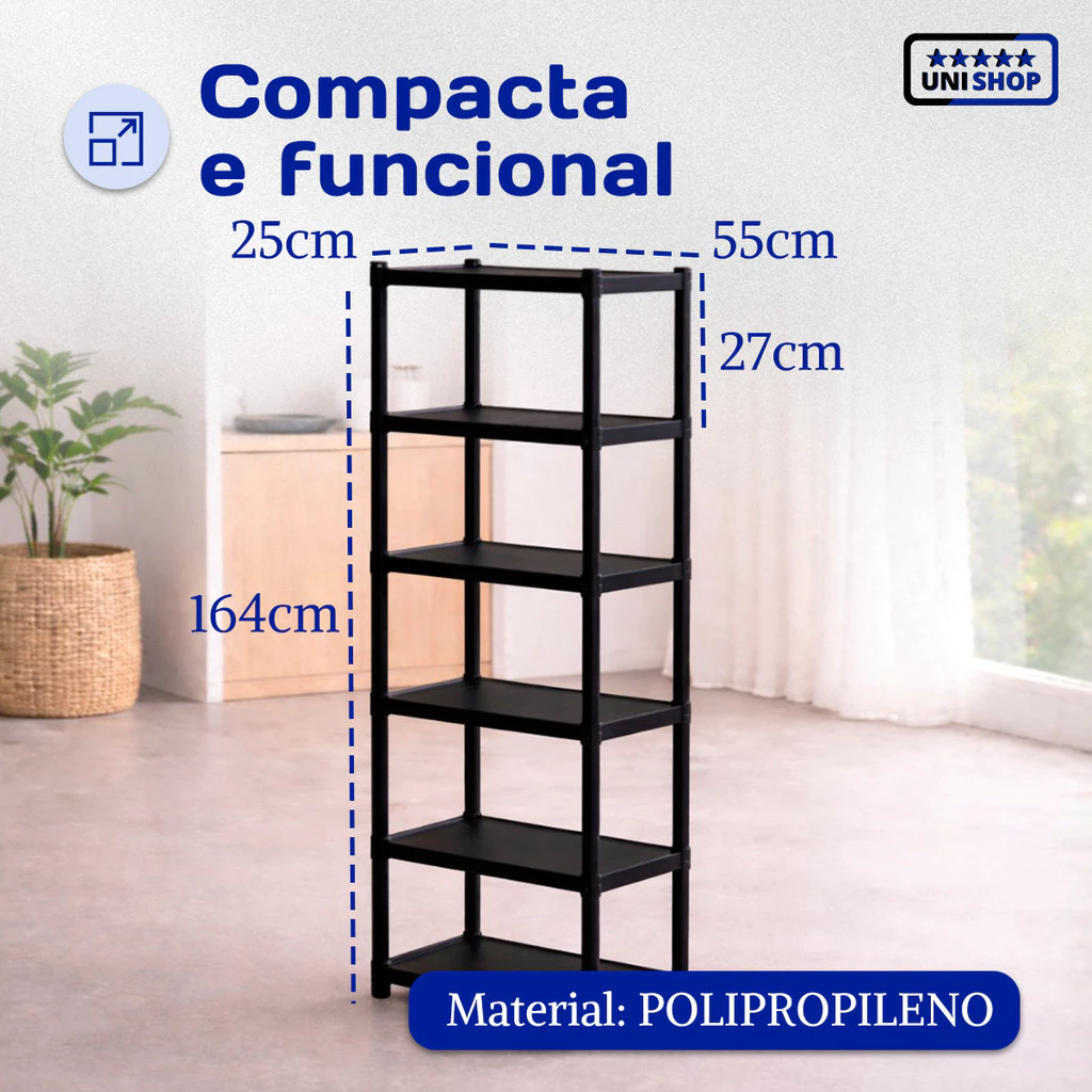 Prateleira Modular Lavanderia Desmontável Multiuso Estante Organizadora de Plástico Com Pezinhos 6 Andares - Imagem 2